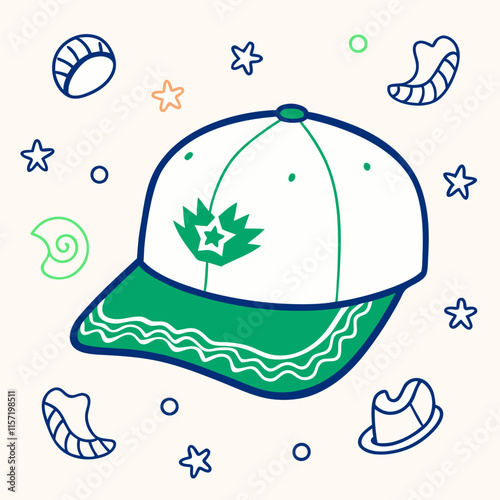 Hat Snapback Cap Backward illustration cartoon drawing stylish design