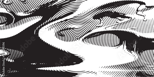 Distressed background in black and white texture with circles, spots, scratches, and lines. Abstract vector illustration.