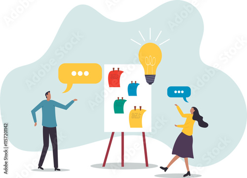 Workshop or business discussion, meeting or brainstorm new idea, training course class,business concept.flat character.
