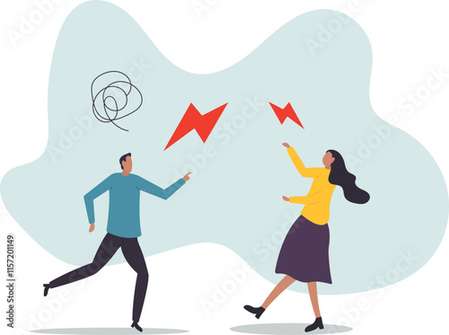 Dispute, conflict or arguing office colleagues, disagreement problem, work challenge, argument, fighting discussion,business concept.flat character.