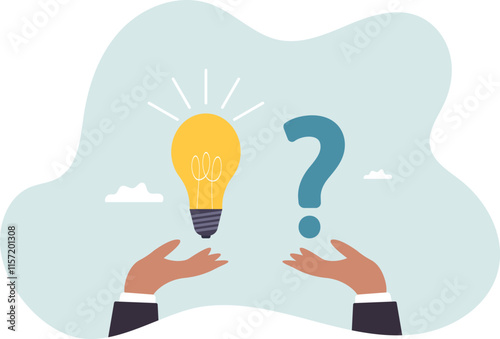 Question and answer, solving problem or business solution, ask for reply or idea to solve difficulty and trouble, FAQ.business concept.flat character.