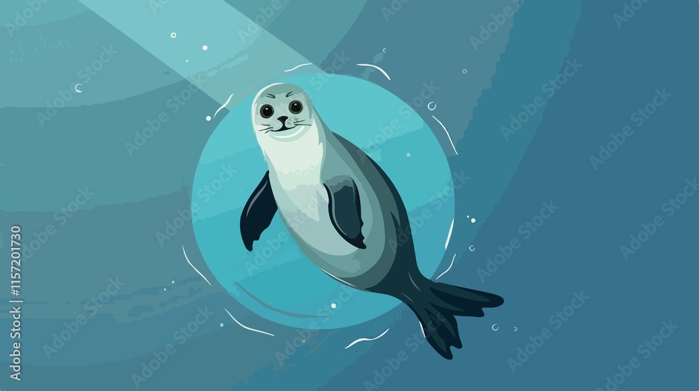 Fototapeta premium Cute Cartoon Seal Animal Vector Illustration