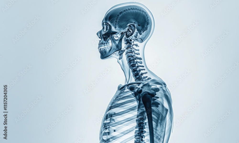 A skeleton is shown in a blue color A skeleton is shown in a blue color