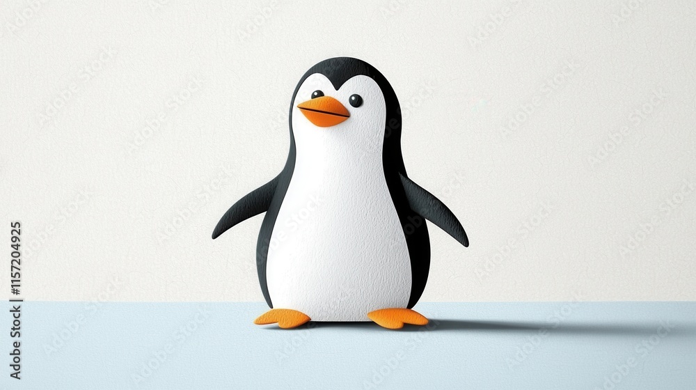 Obraz premium Cute Cartoon Penguin Character in Minimalist Design Style