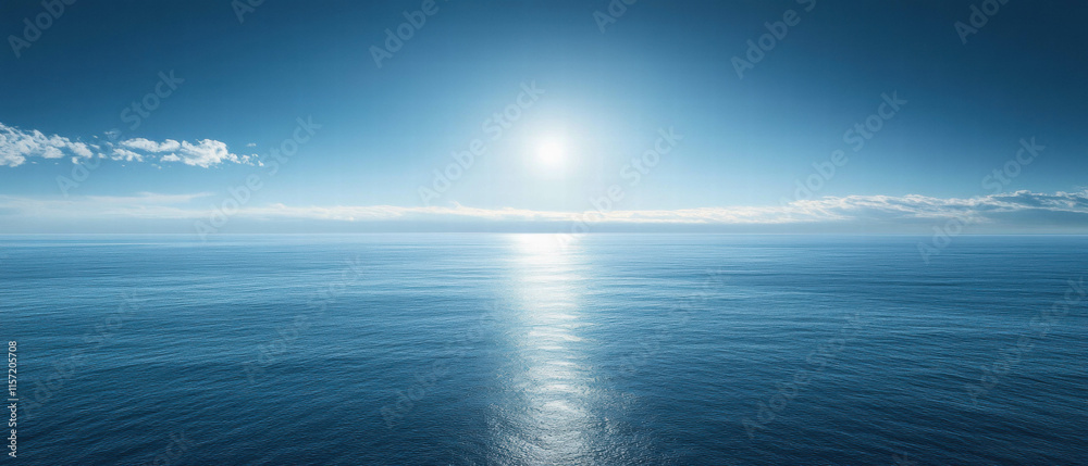 Obraz premium Deep blue ocean reflecting faint sunlight on a calm day