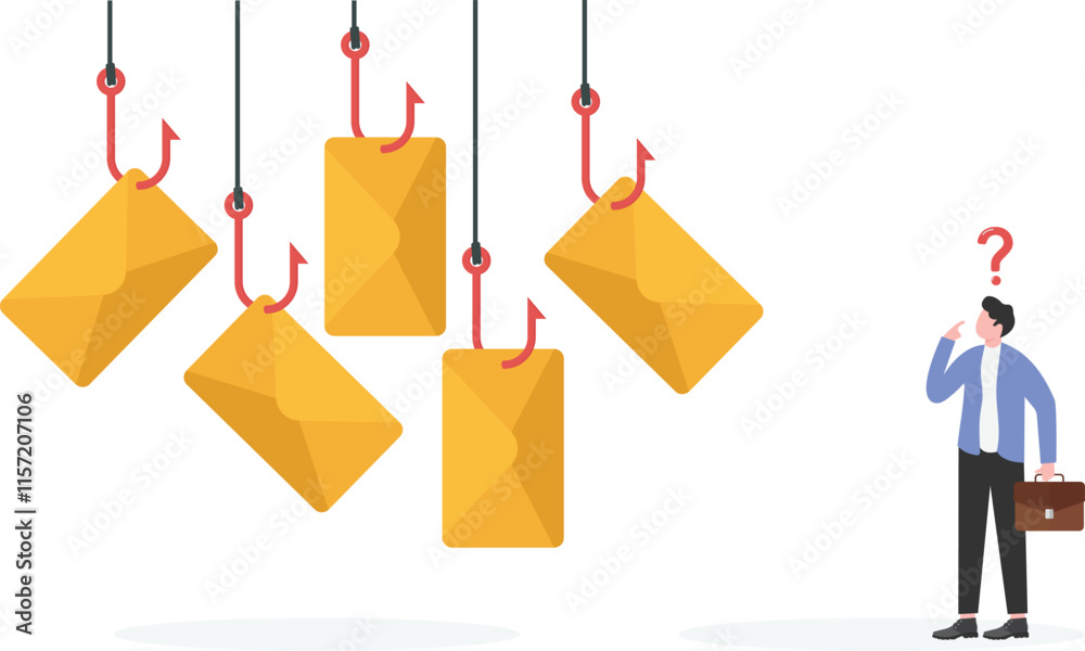 Spam email concept. Spam message on laptop screen. Warning and alert spam notification. Envelope with spam. Spamming mailbox.

