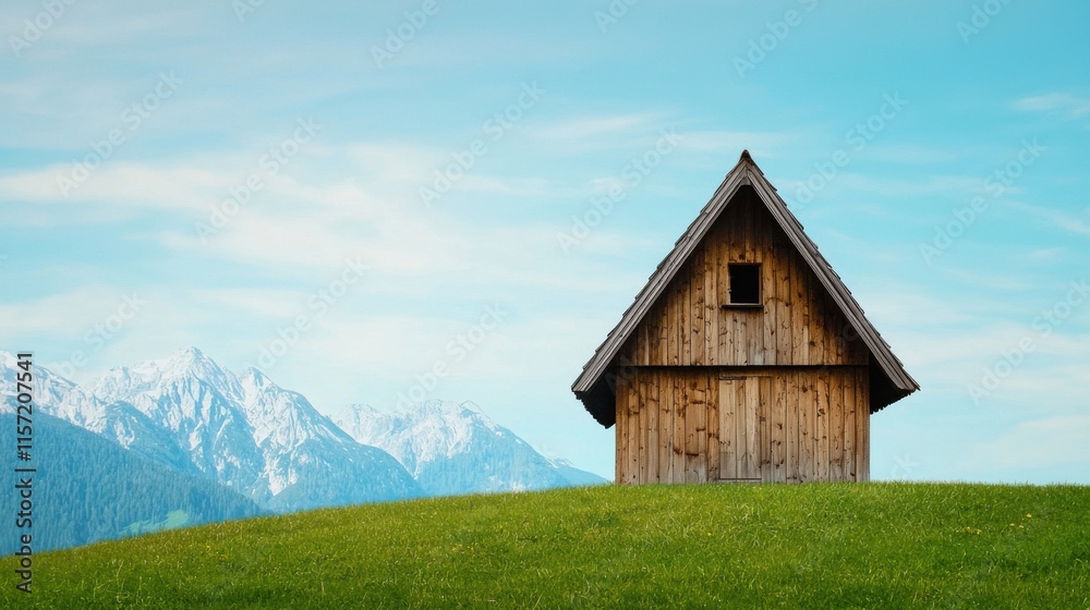 Charming Wooden Cabin Nestled in Scenic Alpine Landscape with Breathtaking Mountain Views Charming Wooden Cabin Nestled in Scenic Alpine Landscape with Breathtaking Mountain Views