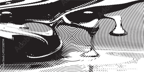 Distressed background in black and white texture with circles, spots, scratches, and lines. Abstract vector illustration.