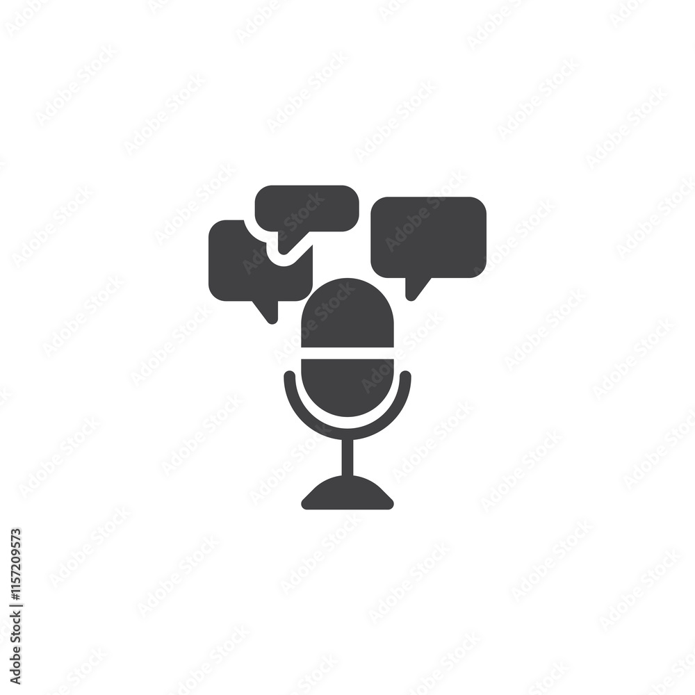 Microphone with a speech bubble vector icon Microphone with a speech bubble vector icon