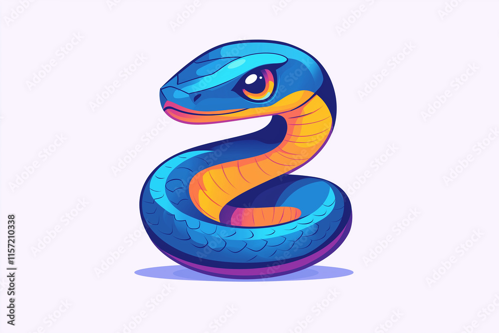 Naklejka premium Chinese zodiac, snake, blue snake, happy new year, New year, seasonal greetings, 2025