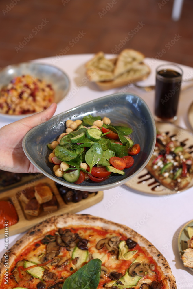 Fresh Spinach Chickpea Salad with Mediterranean Spread Fresh Spinach Chickpea Salad with Mediterranean Spread