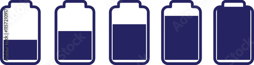 Battery icons set. Battery charging charge indicator icon. Level battery energy. Battery capacity charge icon symbols. Battery GSM icon set.