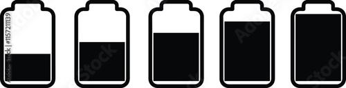  Battery icons set. Battery charging charge indicator icon. Level battery energy. Battery capacity charge icon symbols. Battery GSM icon set.