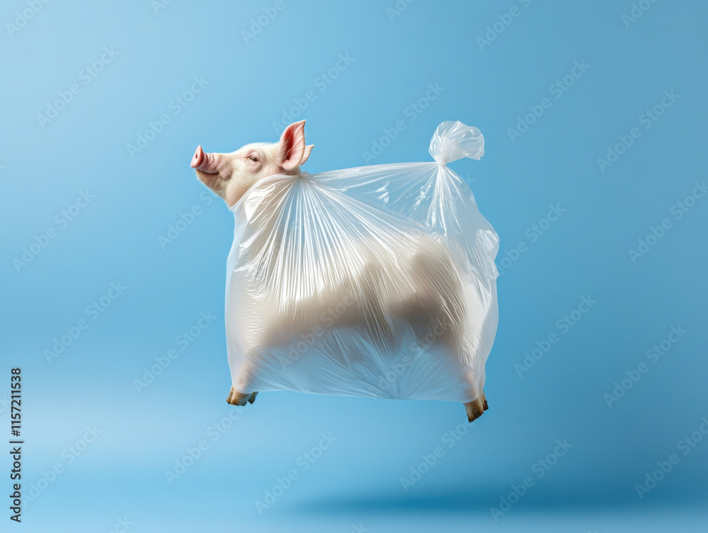 Naklejka premium plastic pollution pig, plastic pollution theme
