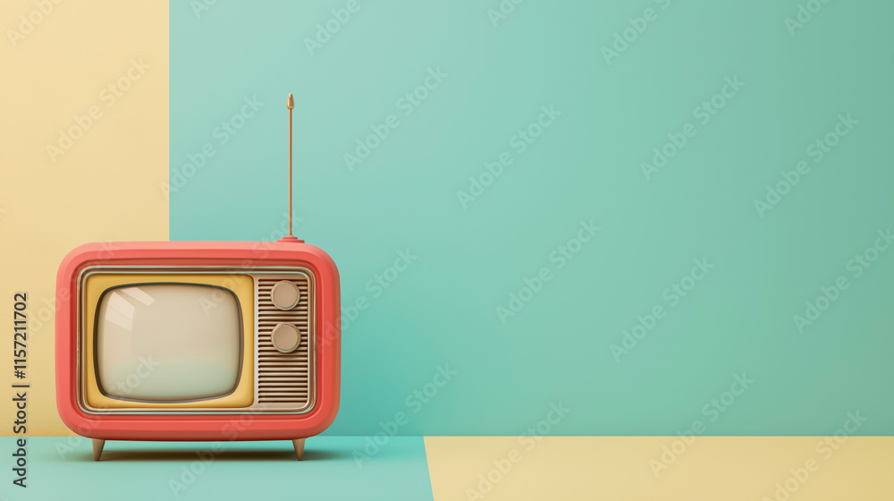 Obraz premium Illustration minimalist banner with copy space in retro style