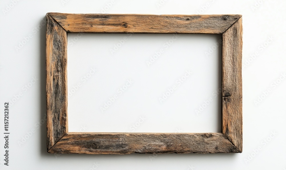 Fototapeta premium A wooden frame with a white background