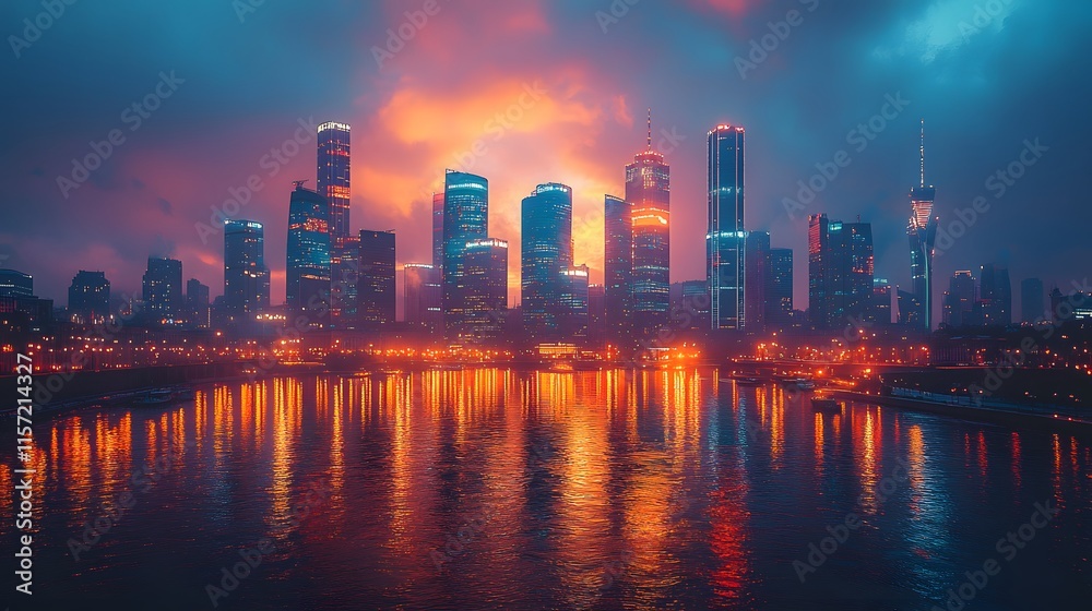 Fototapeta premium A dynamic urban skyline symbolizing new opportunities in expanding markets