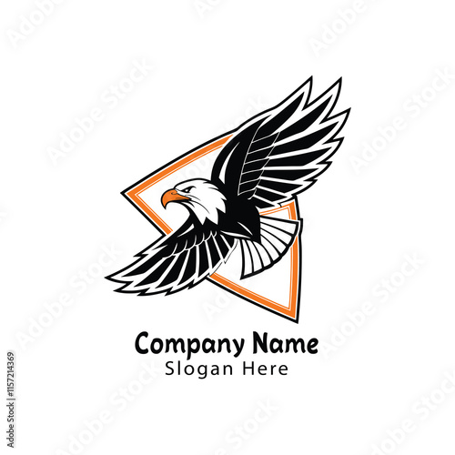 Powerful Flying Eagle Logo Design Template photo