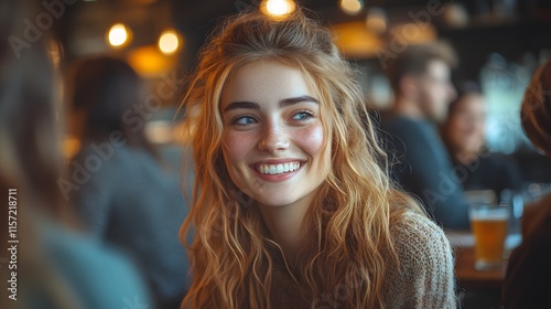 Woman Smiling in Restaurant