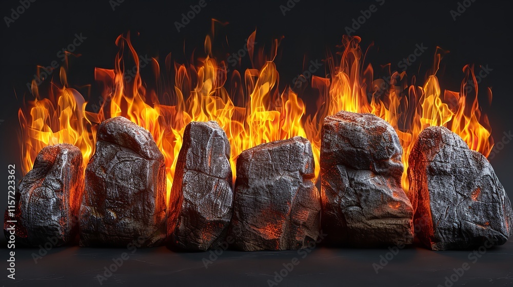 Fototapeta premium A campfire is lit against a white backdrop, Generative Ai.