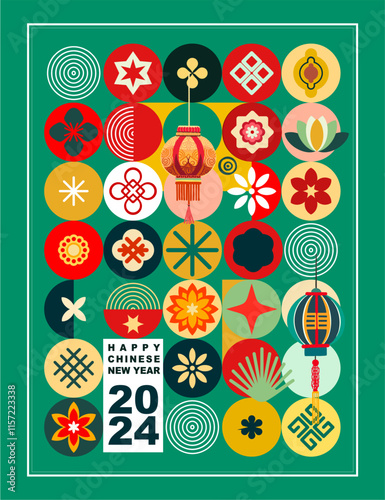 Happy Chinese New Year! Fully editable (vector) poster, card on the theme of the Asian Year of the Snake in flat style. Digital illustration in bright colors.