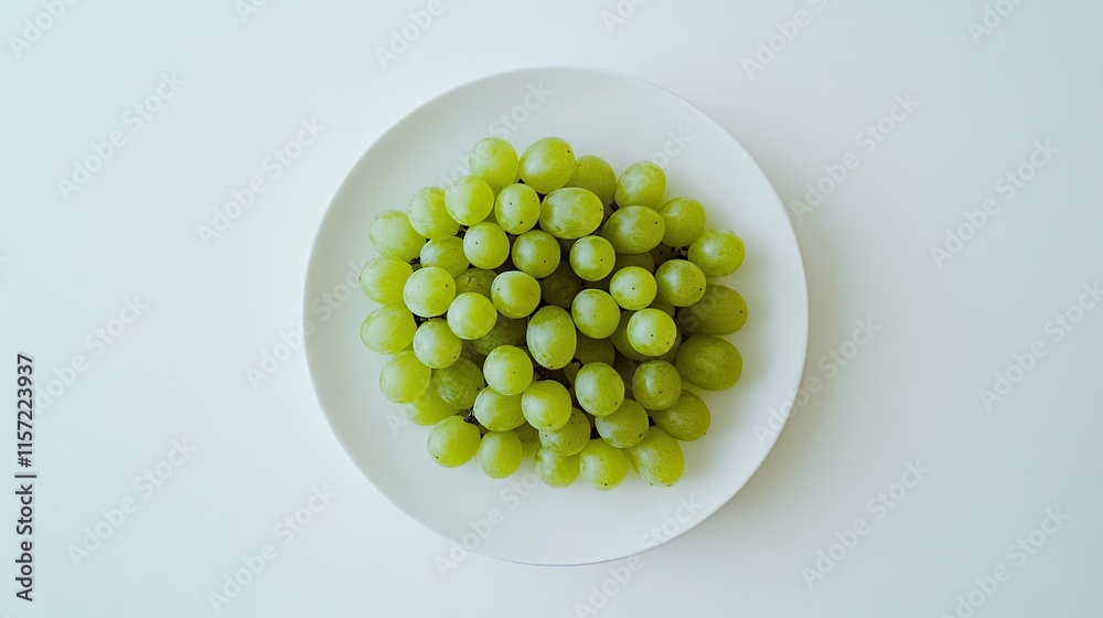 Fresh Green Grapes on White Plate for Healthy Snack Options Fresh Green Grapes on White Plate for Healthy Snack Options