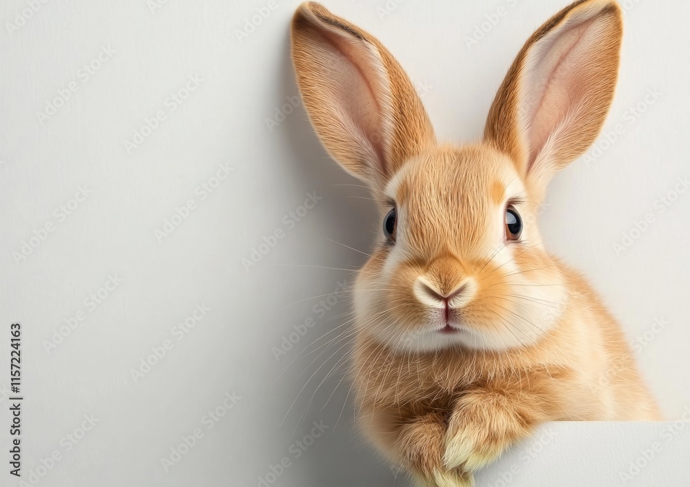 Obraz premium The cheerful Easter Bunny peeks from its cozy hiding spot, spreading joy and delight. This fluffy creature symbolizes the sweet spring spirit and family gatherings during the holiday