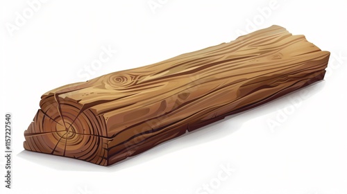 Flat Vector Style Wood Beam Crossing on White Background