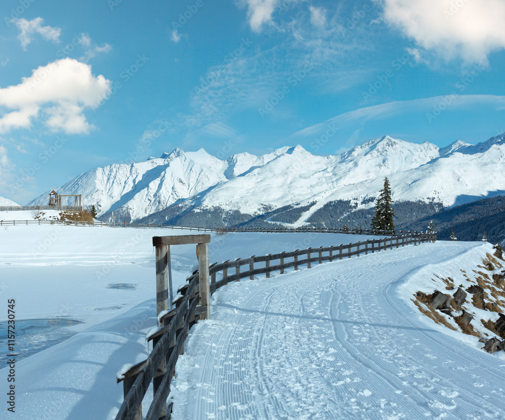 Fototapeta premium Winter mountain landscape. Kappl ski resort, Austria.