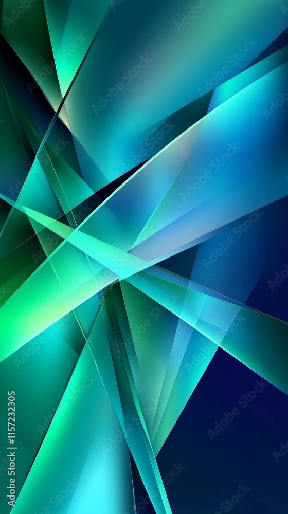 Obraz premium Intersecting turquoise and green lines create a vibrant and dynamic abstract composition, perfect for adding energy and modern flair to contemporary design projects and backgrounds