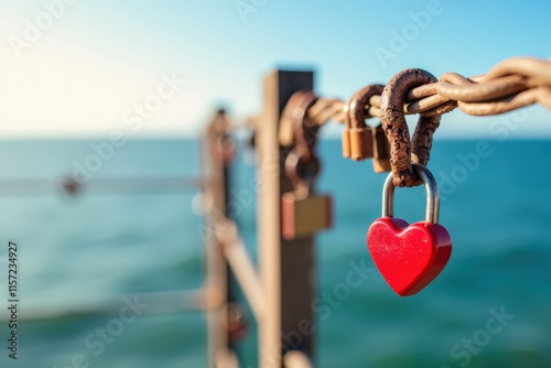Romantic Love Locks by the Sea: Perfect for Valentine's Day, Anniversary, or Couple's Gifts