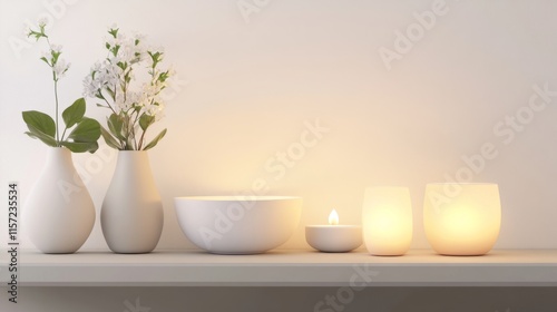 Wallpaper Mural Minimalist decor with candles and flowers. Torontodigital.ca