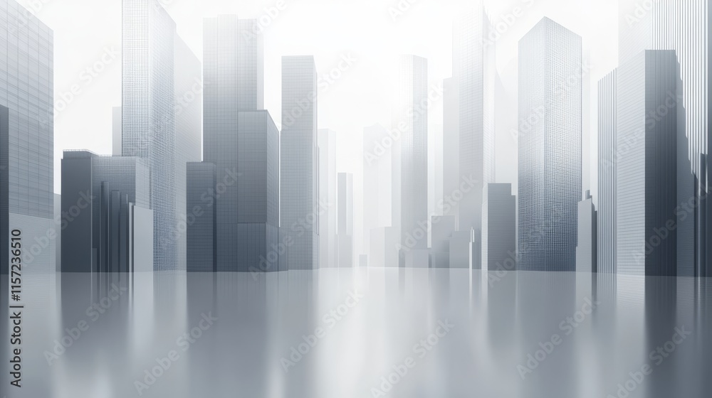 Modern cityscape with a foggy ambiance. Modern cityscape with a foggy ambiance.