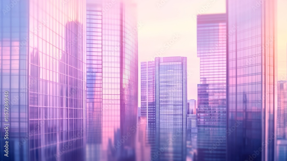 Modern skyline with reflections and soft hues. Modern skyline with reflections and soft hues.