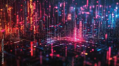 Smart digital Innovation city with connection network reciprocity over the cityscape. of future smart wireless digital city and social media networking systems that connects people with in city