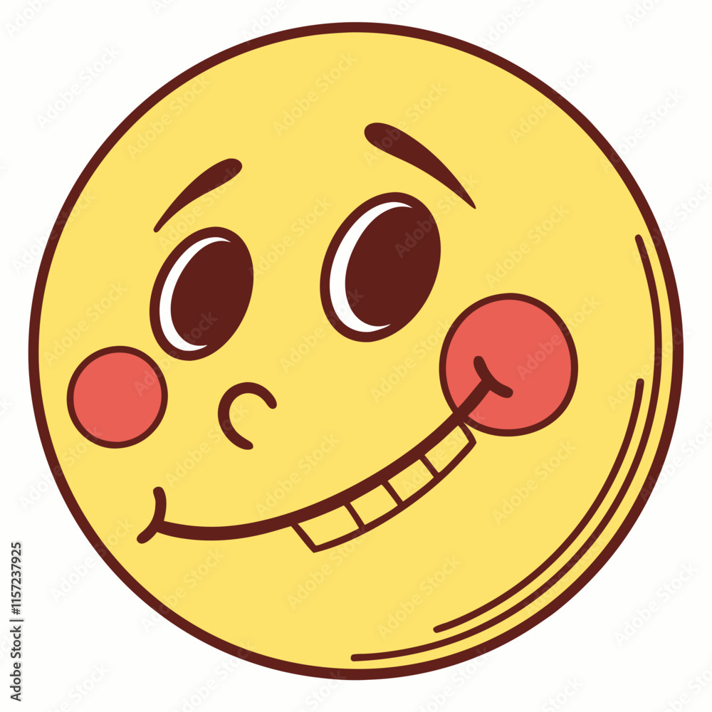 Fototapeta premium A yellow blush emoticon vector icon, perfect for adding a playful and expressive touch to your designs or digital projects.