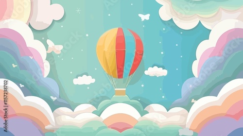 Wallpaper Mural Colorful Hot Air Balloon Vector Illustration in Flat Style Torontodigital.ca
