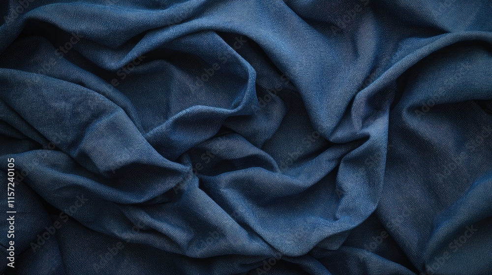 Blue Fabric Texture with Soft Wrinkles and Elegant Drapery Blue Fabric Texture with Soft Wrinkles and Elegant Drapery