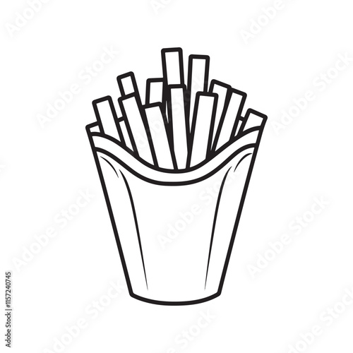 Black and White Vector French Fries Drawing