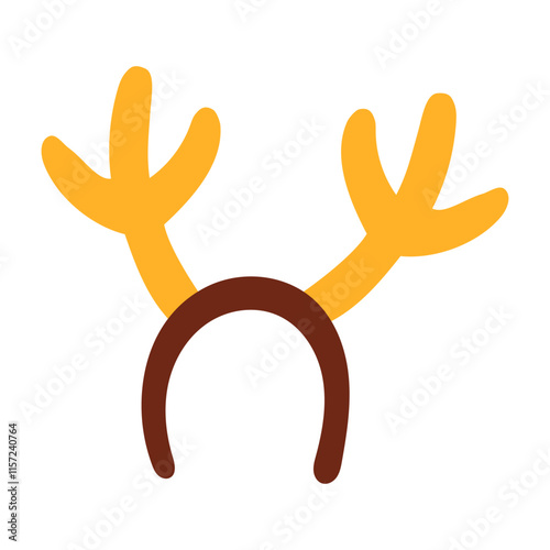 Carnival head hoop with yellow deer horns. For a costume for Christmas, festival, party, holidays. An attribute of the costume. Cartoon headband with ears. An isolated costumed item