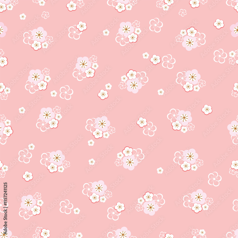Seamless Pattern of Plum Flower. Seamless Pattern of Plum Flower.