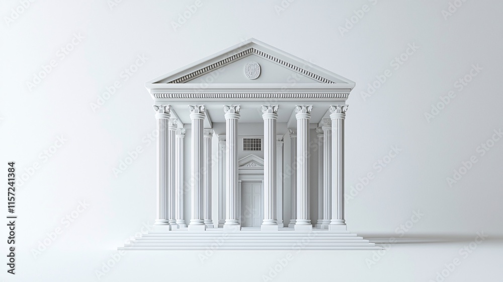 Isolated on white background classical bank building icon with pillars representing financial institutions and stability Stock Photo with side copy space Isolated on white background classical bank building icon with pillars representing financial institutions and stability Stock Photo with side copy space