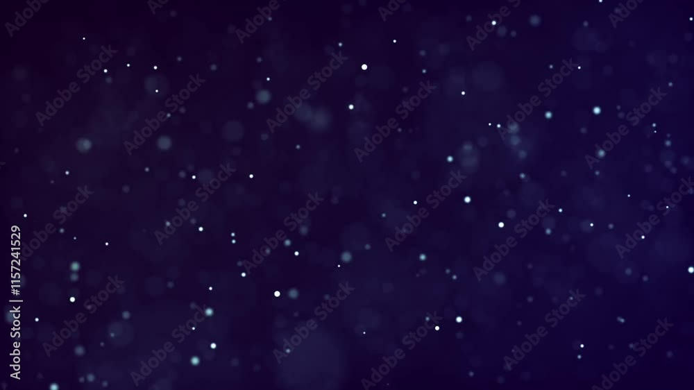 4K Royalty free Silver particles and bokeh moving around on purple background