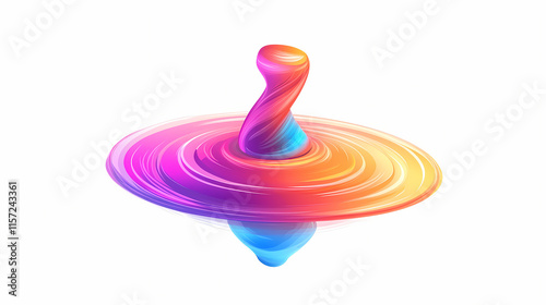 A spinning top clipart, toy element, vector illustration, multicolor, isolated on white background. Spindrift. Illustration