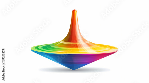 A spinning top clipart, toy element, vector illustration, multicolor, isolated on white background. Spindrift. Illustration