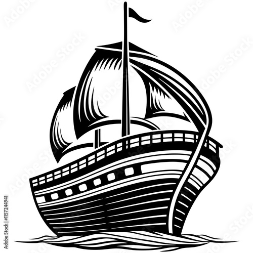 Classic Ocean Liner Vector for Digital and Print Use