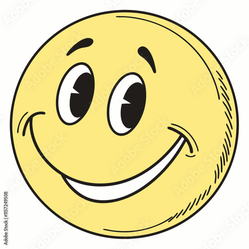  A bright yellow contentment emoticon vector icon, symbolizing happiness and satisfaction in a clean, modern style.