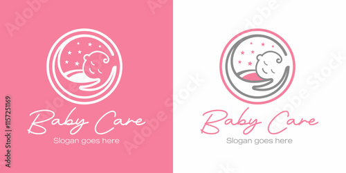 Maternity hospital baby care vector logo