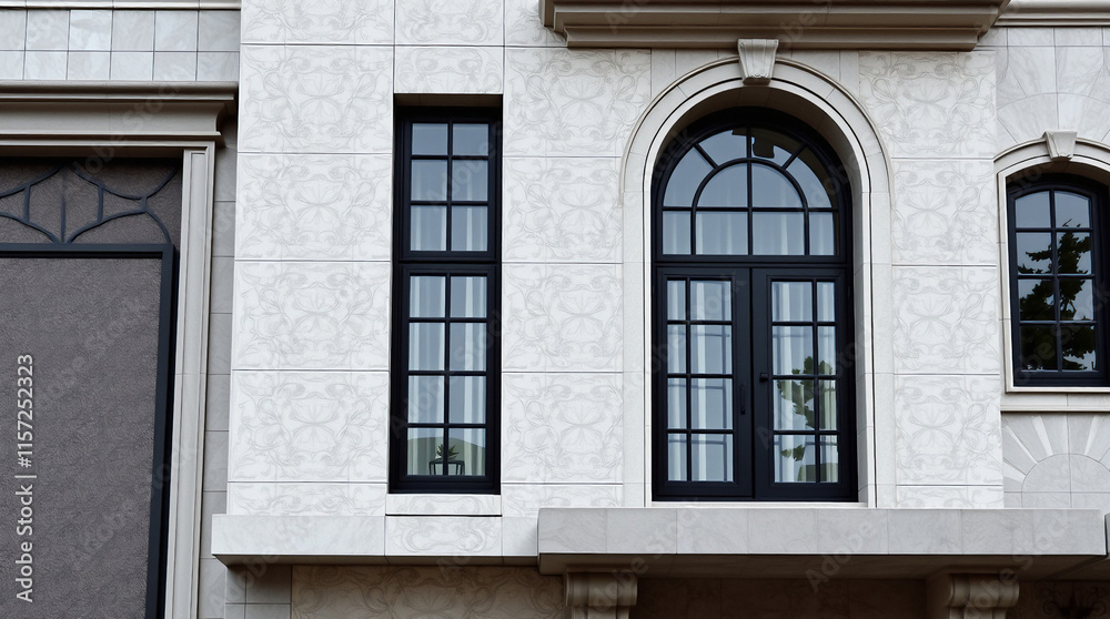 Building Facade with Arched and Rectangular Windows Building Facade with Arched and Rectangular Windows