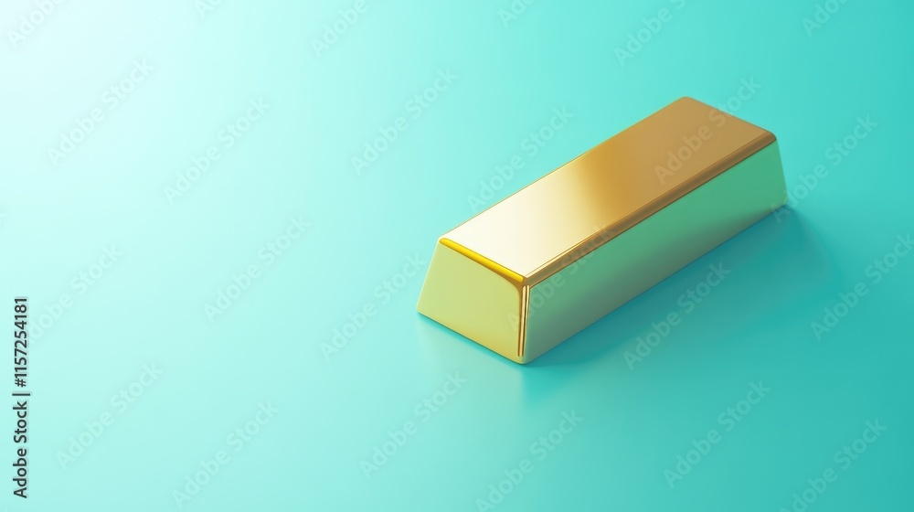 Shiny Gold Bar on Aqua Background for Financial Concepts and Wealth Shiny Gold Bar on Aqua Background for Financial Concepts and Wealth